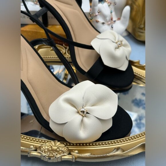 🆕 TED BAKER 🧿 NWOB ARIA ROSE Black & White Pearl Embellished Sandal, Sz US 6.5 - Picture 9 of 16